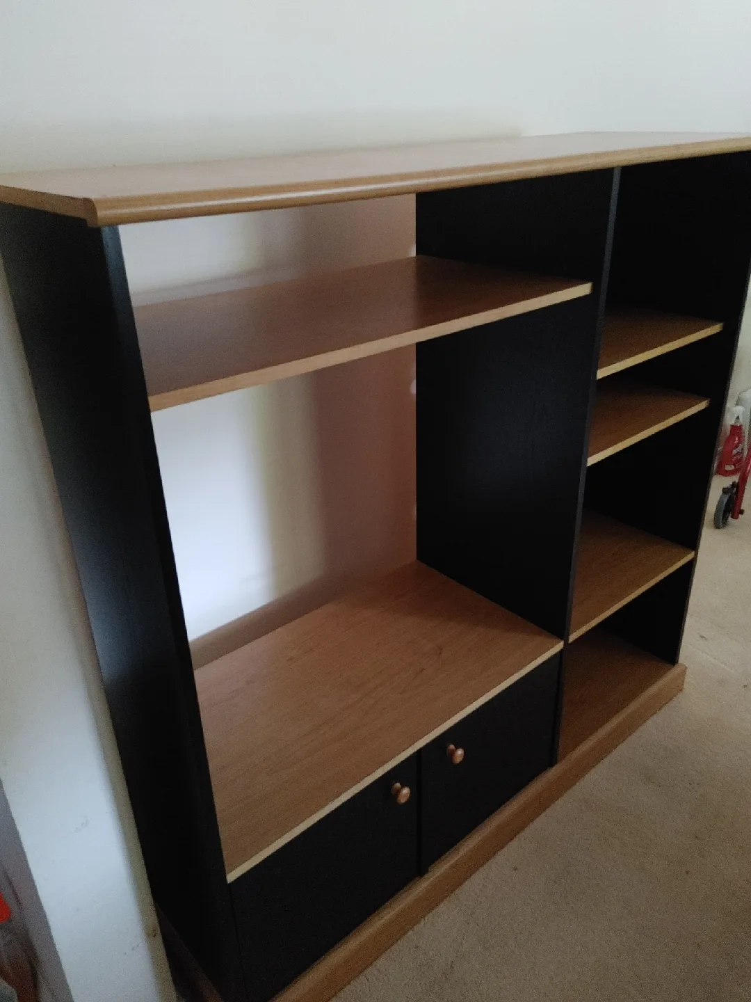 💚 ENTERTAINMENT UNIT BLACK/WOOD MINT CONDITION image indicator(4)