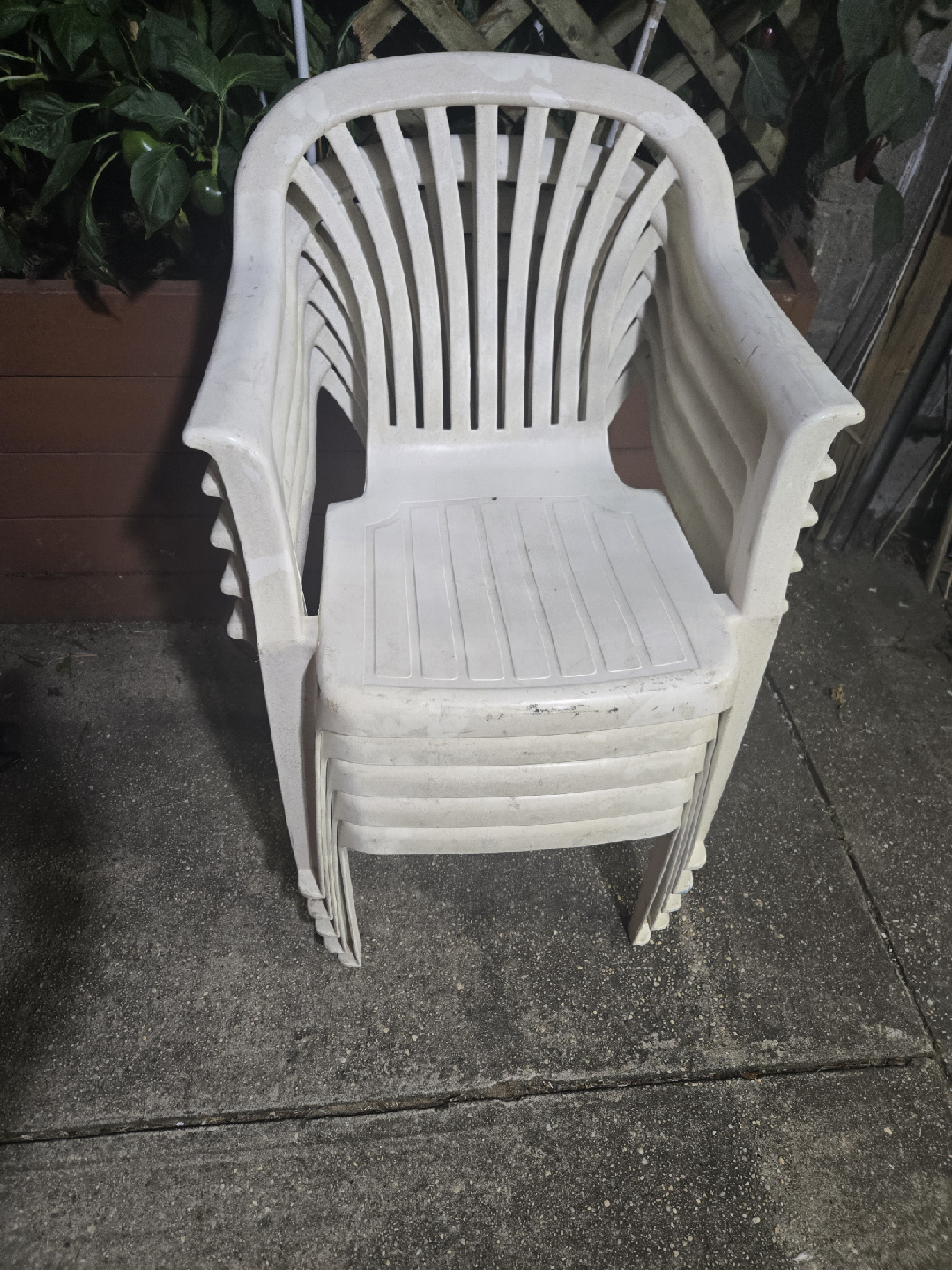Stackable White Plastic Chairs