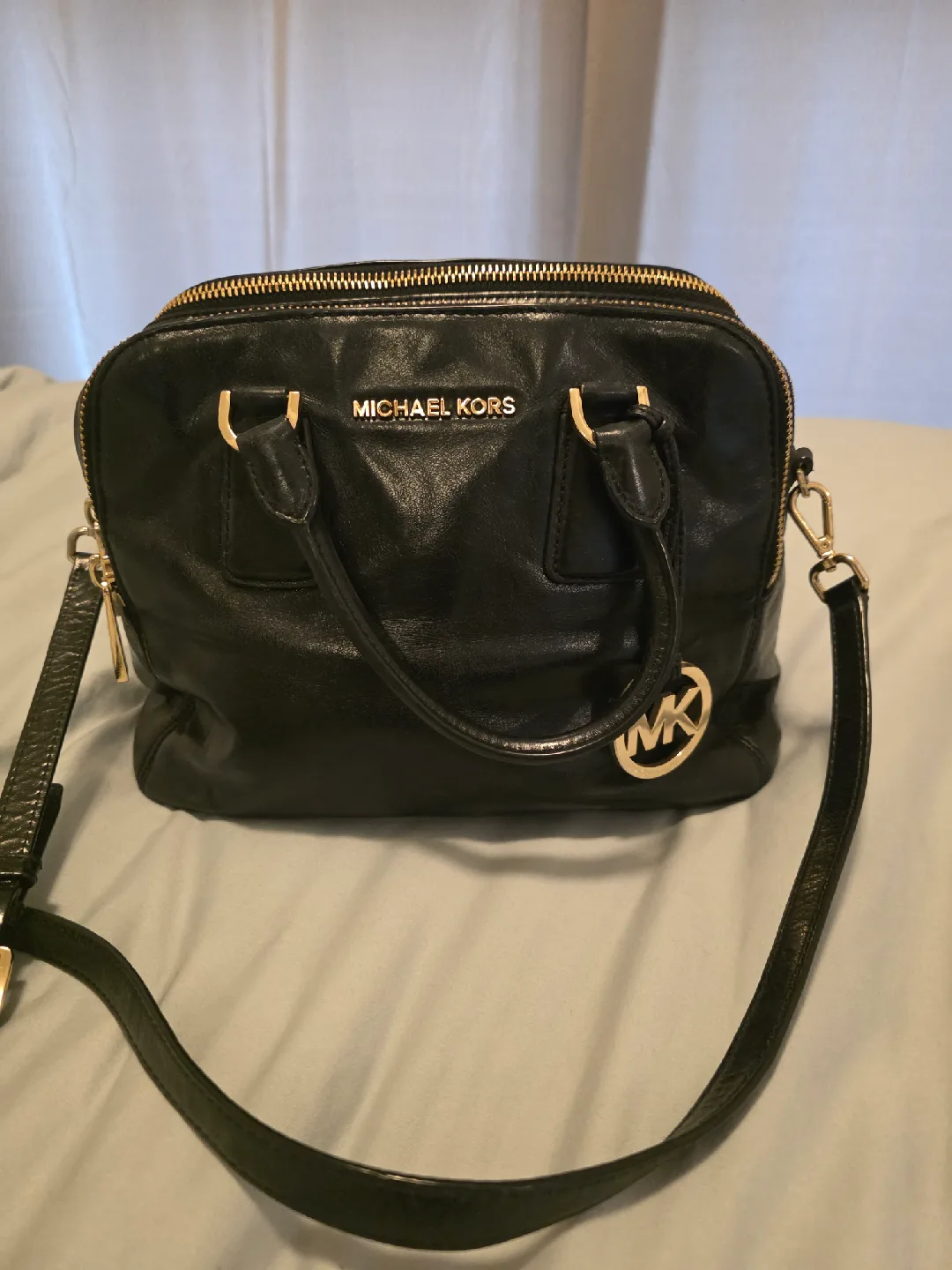 Michael Kors Black Leather Satchel thumbnail