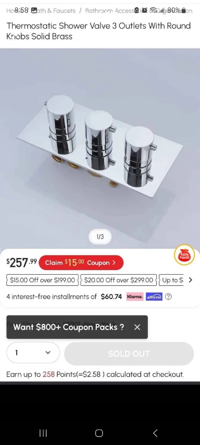 Homary Thermostatic Shower Valve - Solid Brass brand new in box image indicator(2)