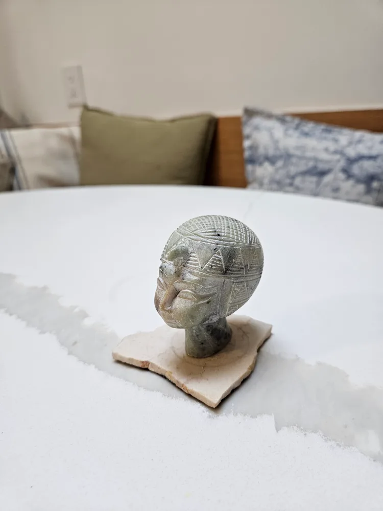 Small Vintage Carved Stone Marble Egyptian Head Sculpture image indicator(2)