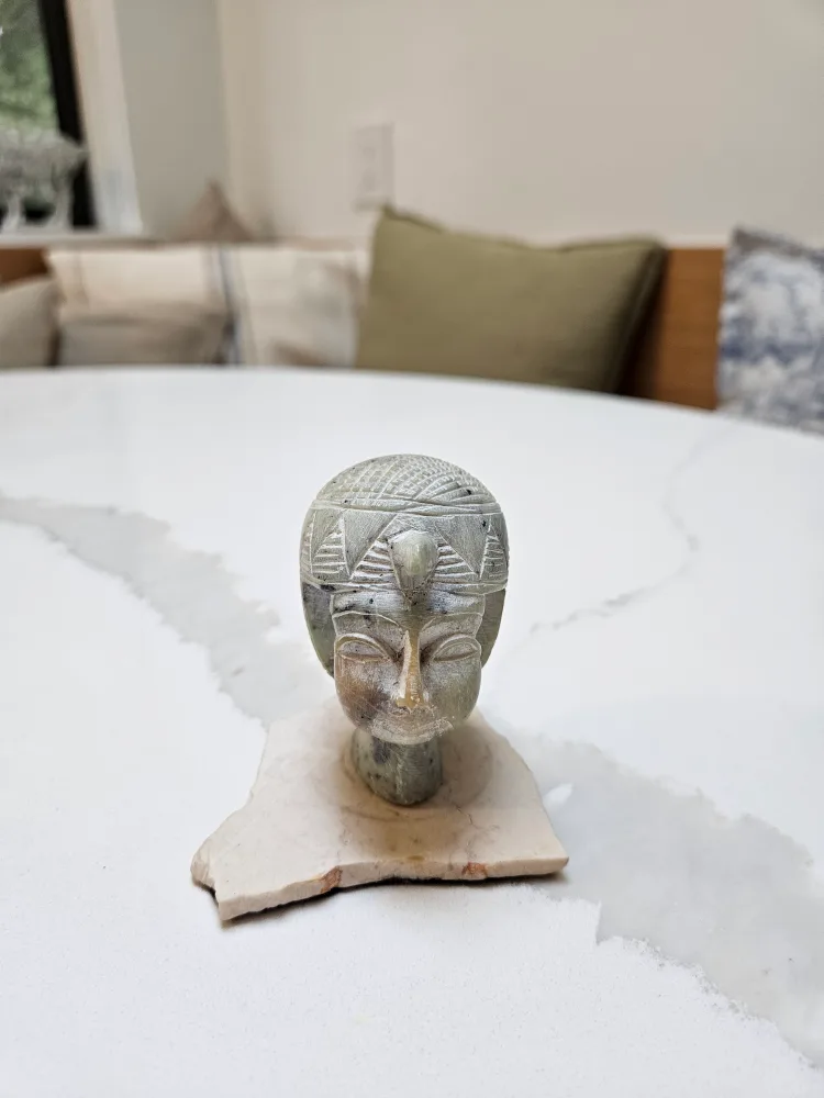 Small Vintage Carved Stone Marble Egyptian Head Sculpture image indicator(3)