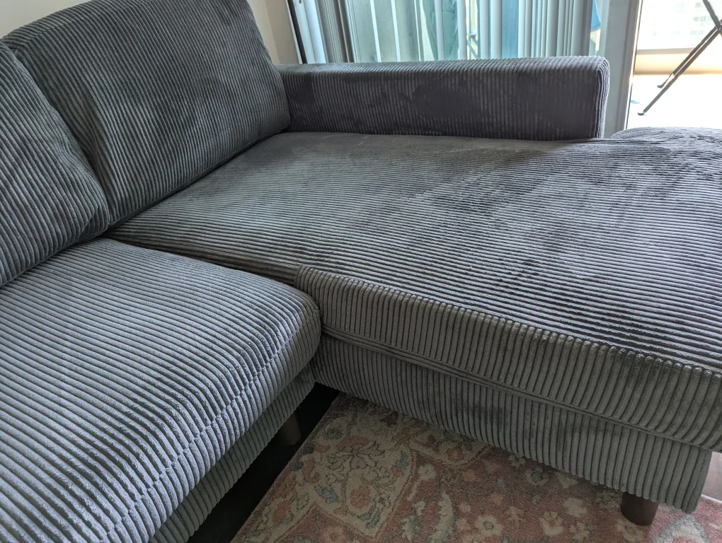 Grey Corduroy Sectional Sofa thumbnail