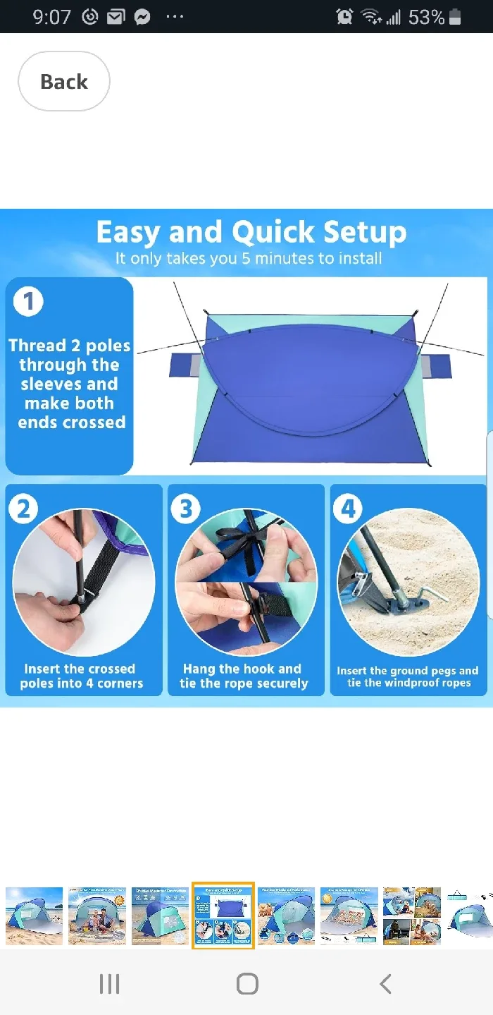 Beach Tent Sun Shelter for 2 Person, 50+ UV brand new image indicator(4)