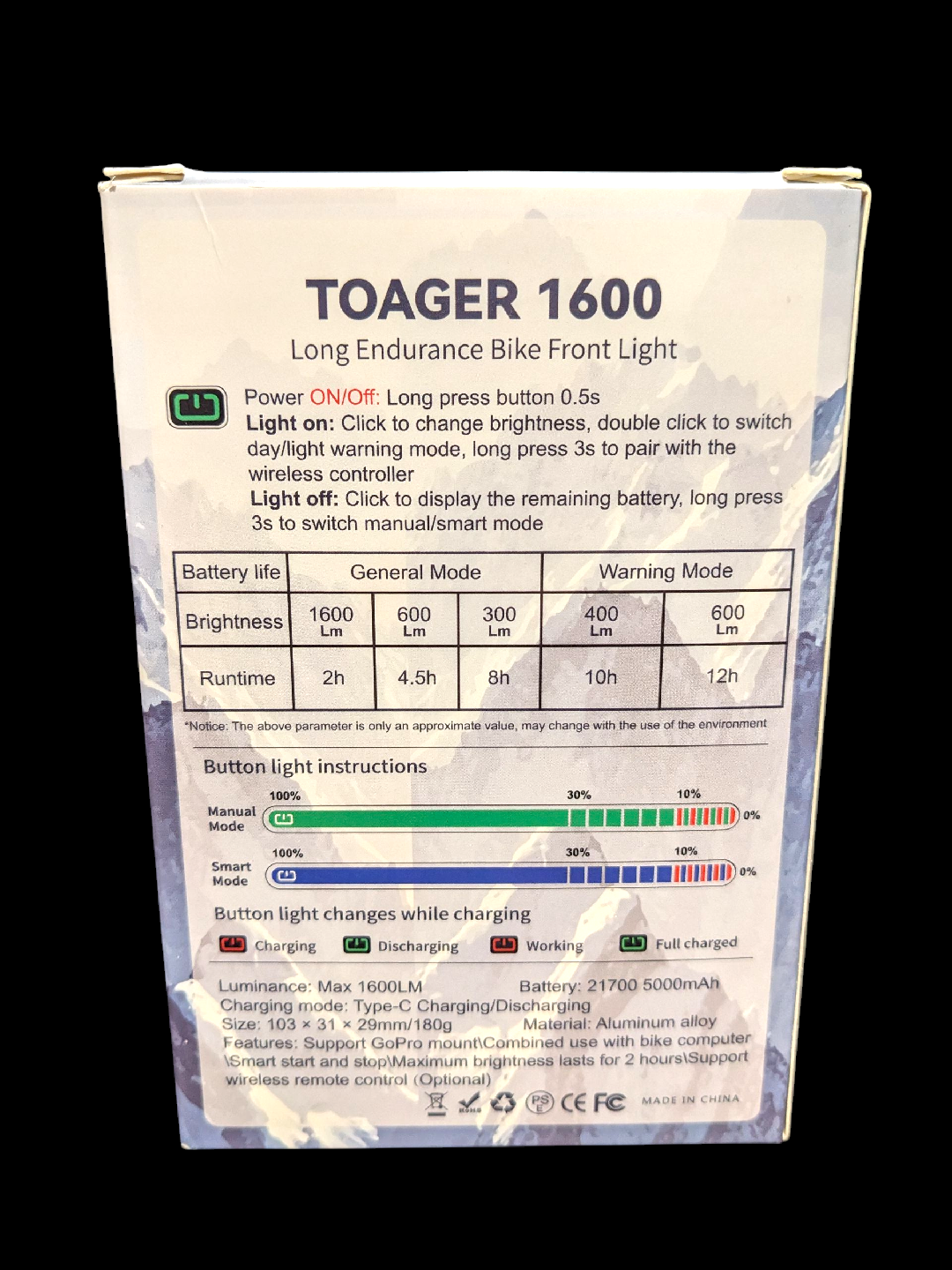 New TOAGER 1600 Lumen Bike Light - photo 3
