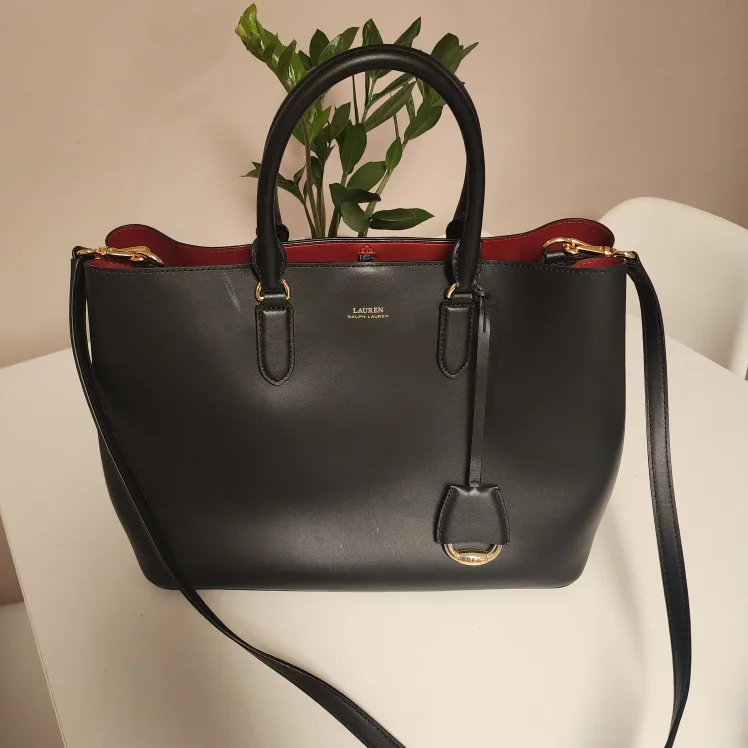 Lauren Ralph Lauren Black Leather Tote Bag thumbnail