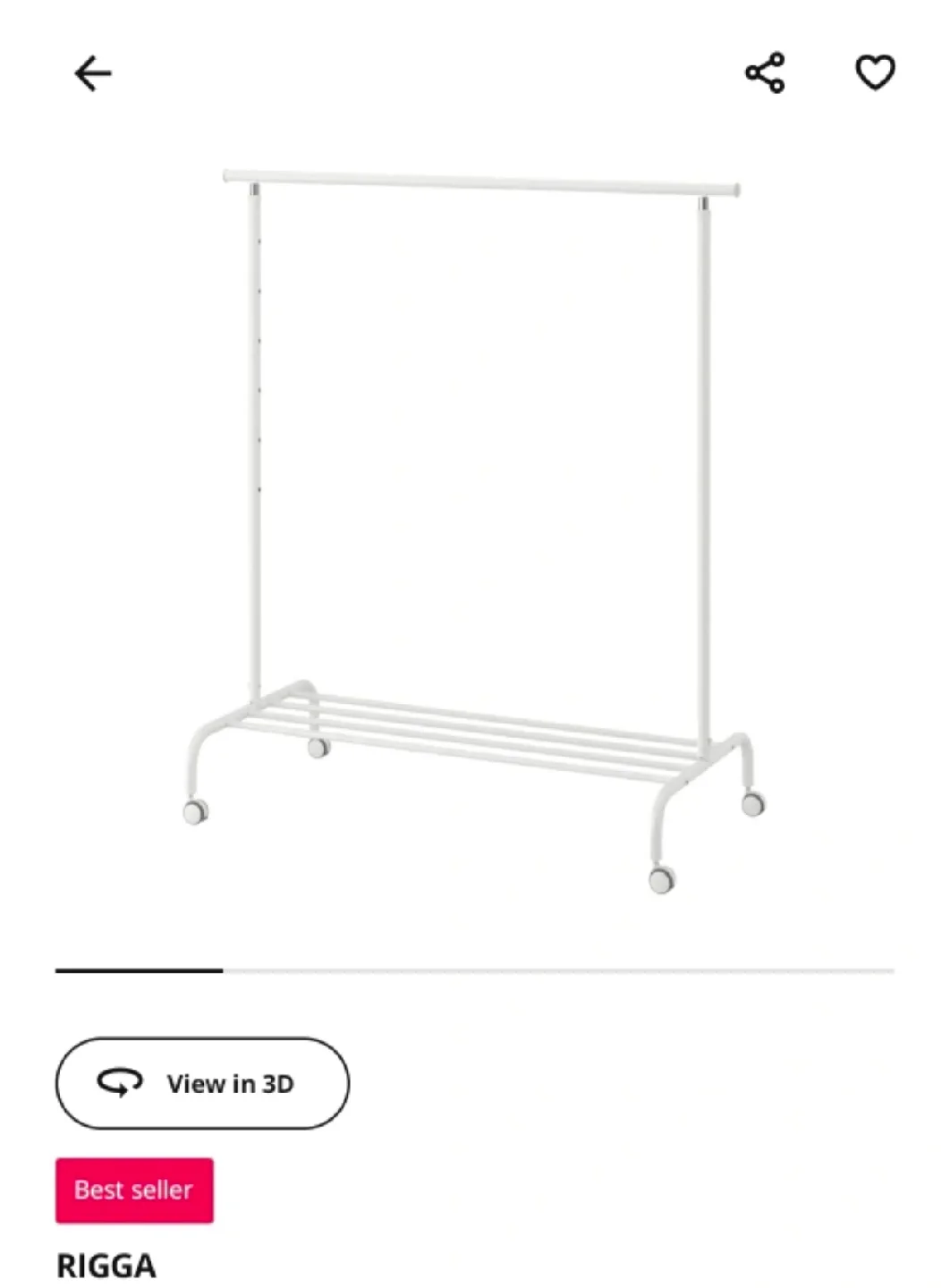 IKEA RIGGA Clothes Rack - White thumbnail