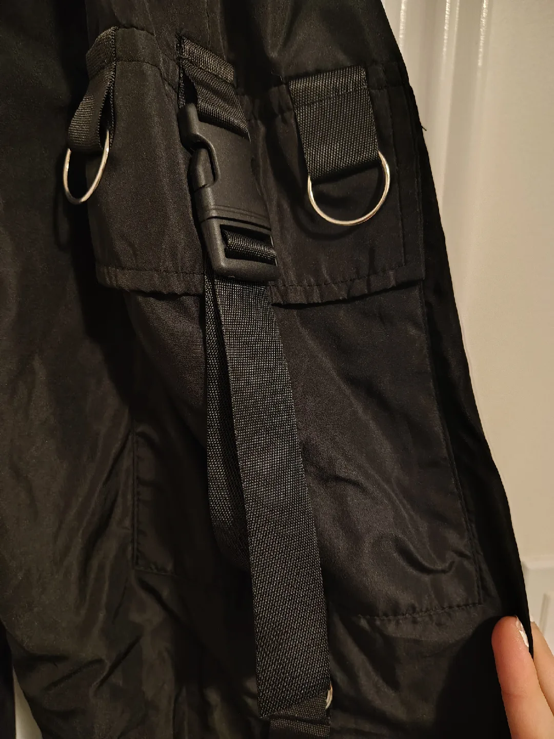 Black Cargo Pants with Buckles image indicator(3)