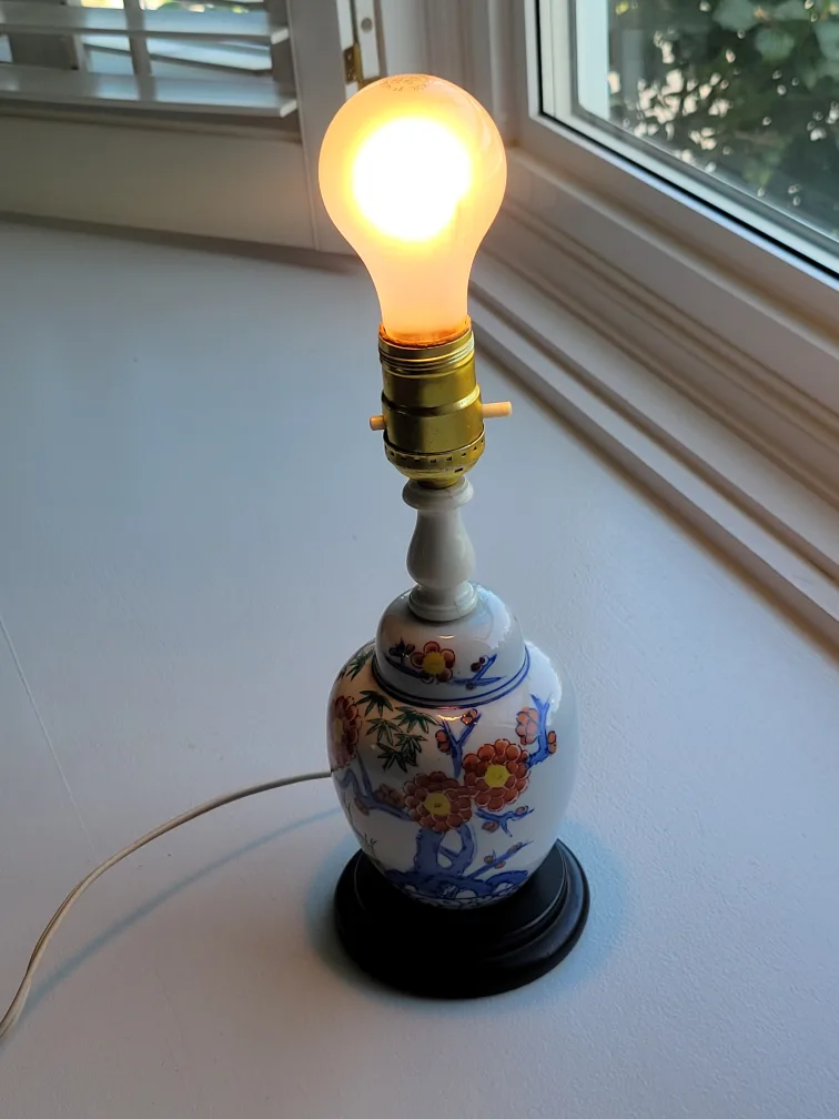 Sweet Floral Pottery Table Lamp. desk Lamp thumbnail