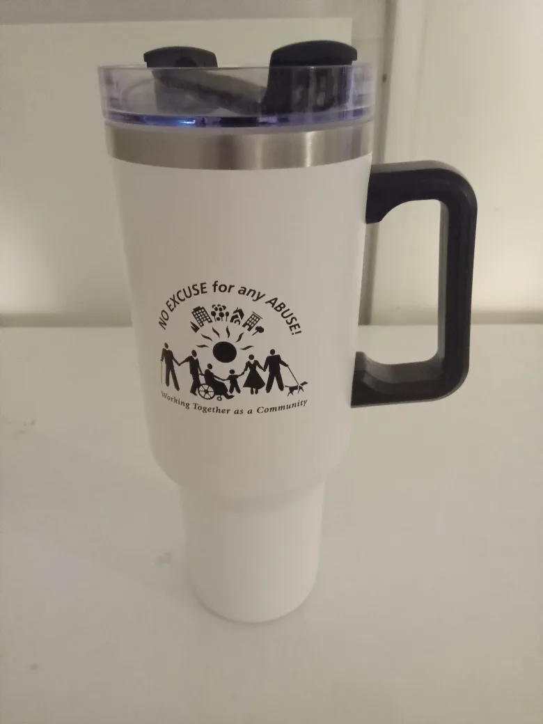 White Travel Mug with Handle thumbnail