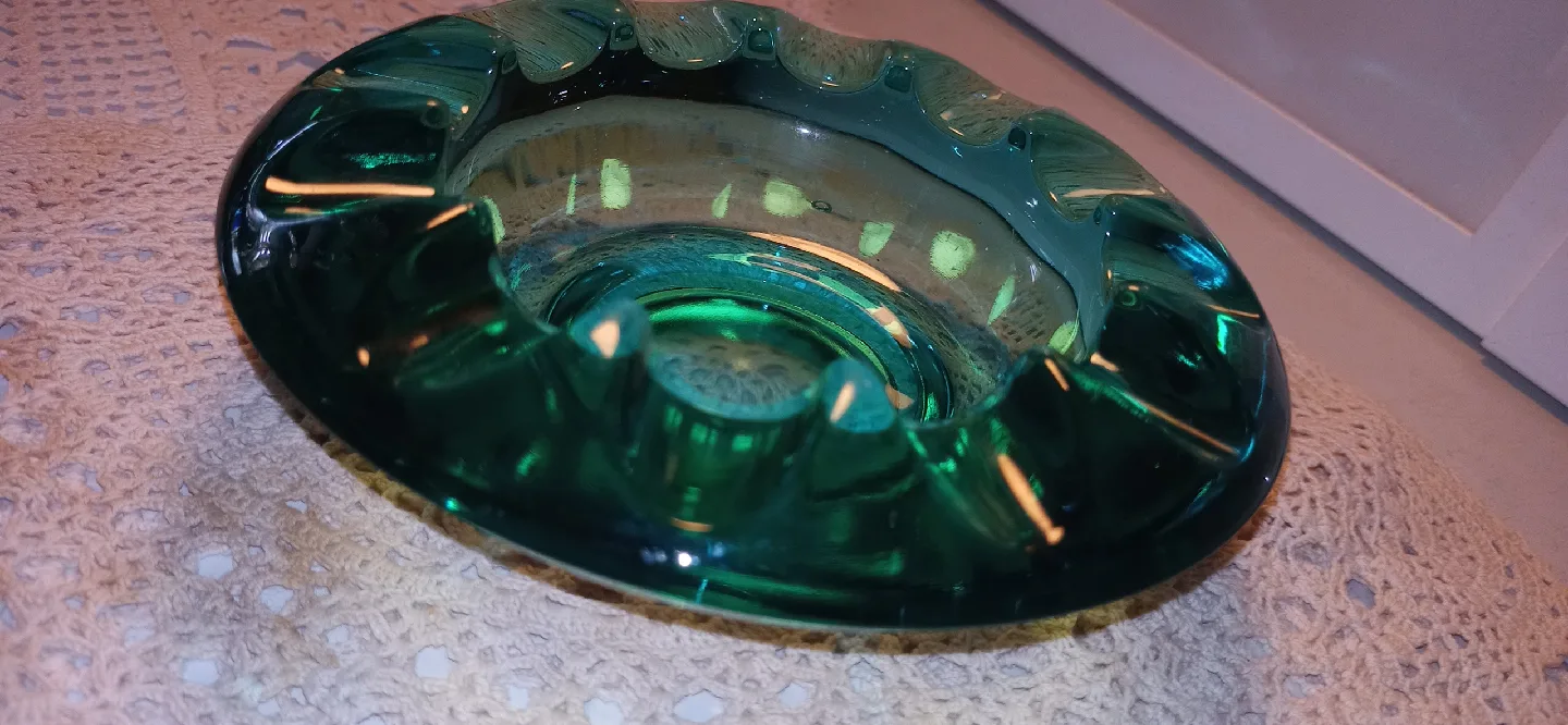 Vintage Czech Art Glass Ashtray, Turquoise image indicator(7)