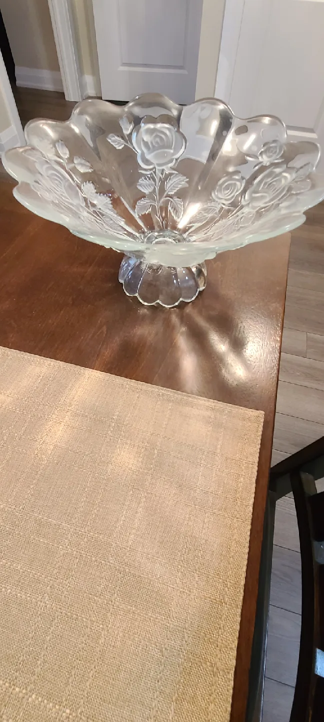 Elegant Clear Glass Floral Bowl image indicator(4)