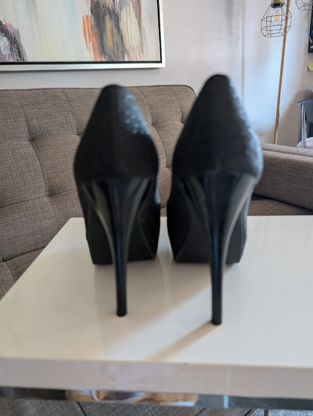 Jules & James Black Glitter Heels - Size 7 image indicator(3)