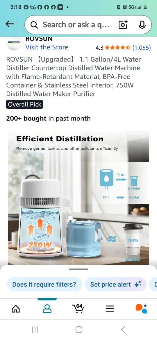 ROVSUN 1.1 Gallon/4L Water Distiller - New in Box! image indicator(5)