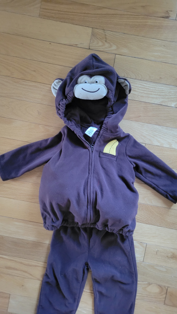 Cute Warm Monkey Costume 2 Pcs Top and Bottom - Size 12 Months