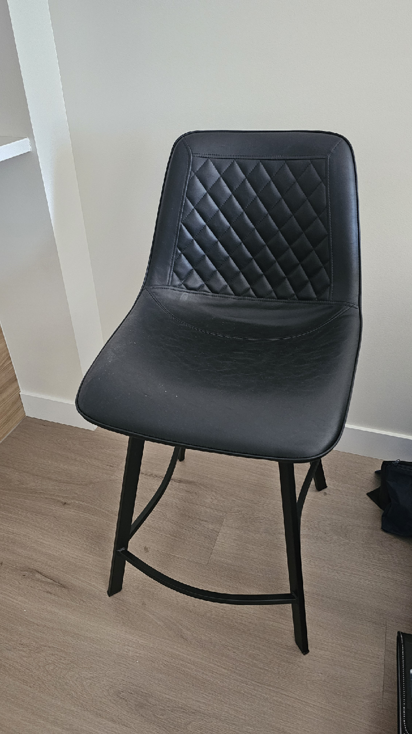 Black Faux Leather Bar Stools - set of 3