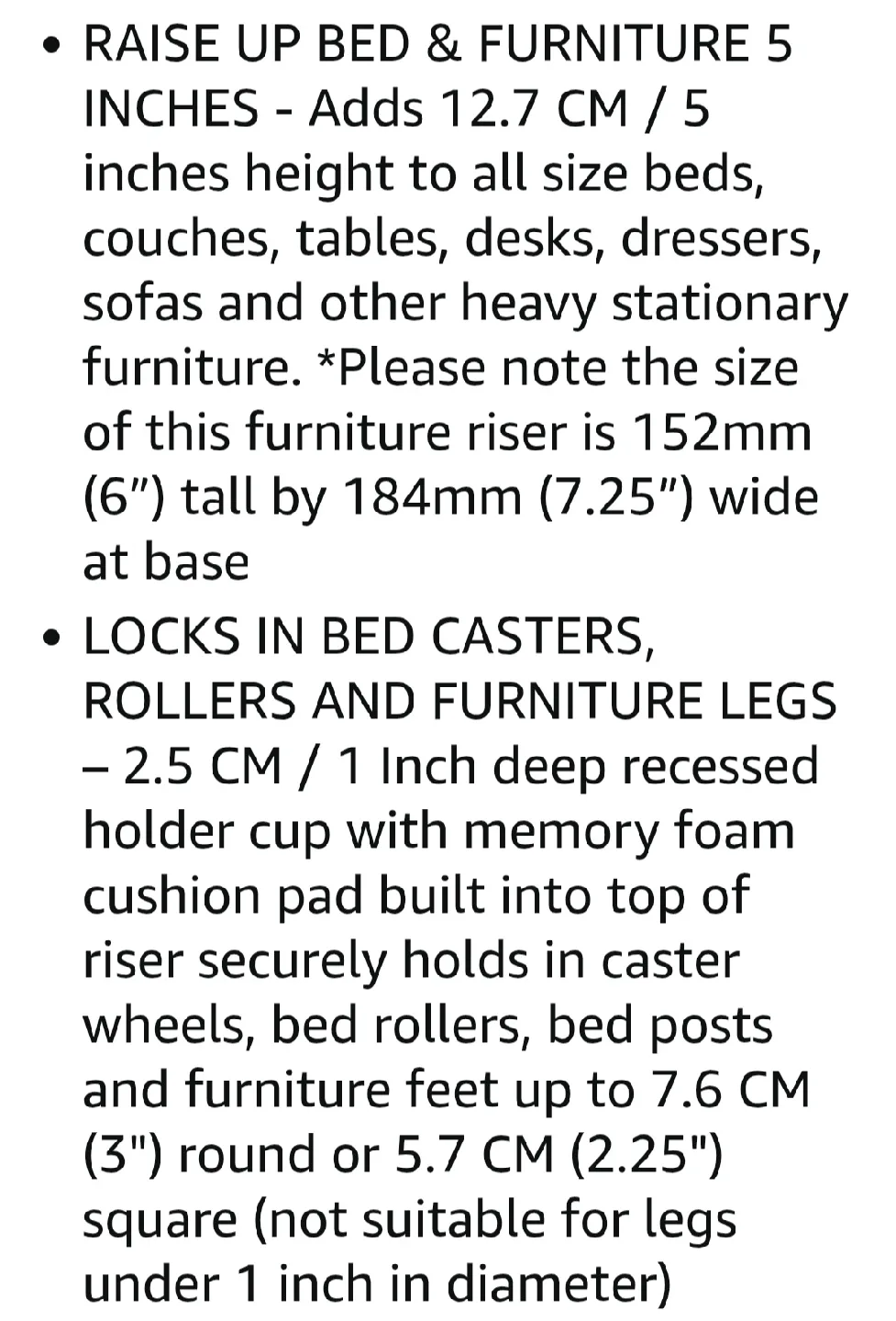 Slipstick 5" Bed Risers/Furniture Raisers - Set of 4 image indicator(8)