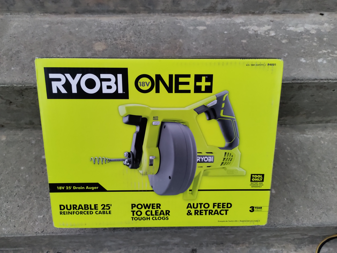 Ryobi ONE+ 18V 25' Drain Auger - Power to Clear!