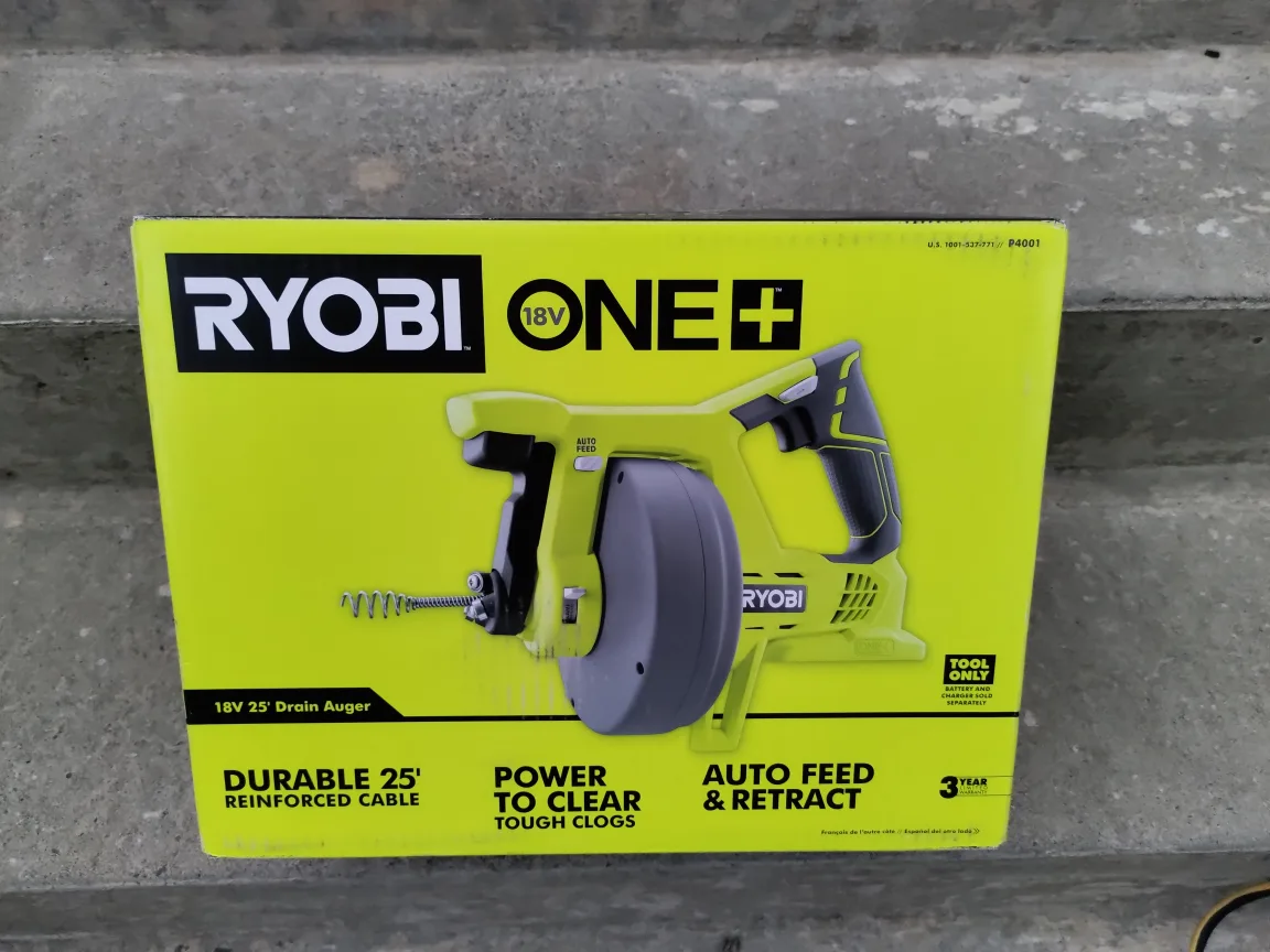 Ryobi ONE+ 18V 25' Drain Auger - Power to Clear!