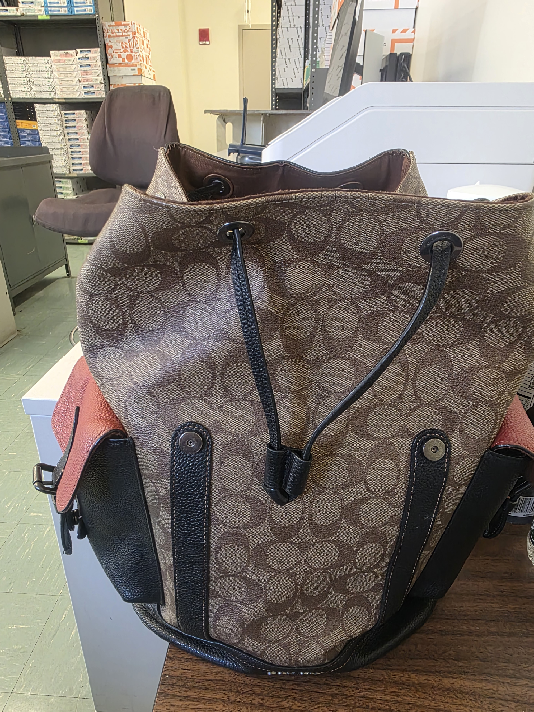 Coach Signature Jacquard Leather Backpack