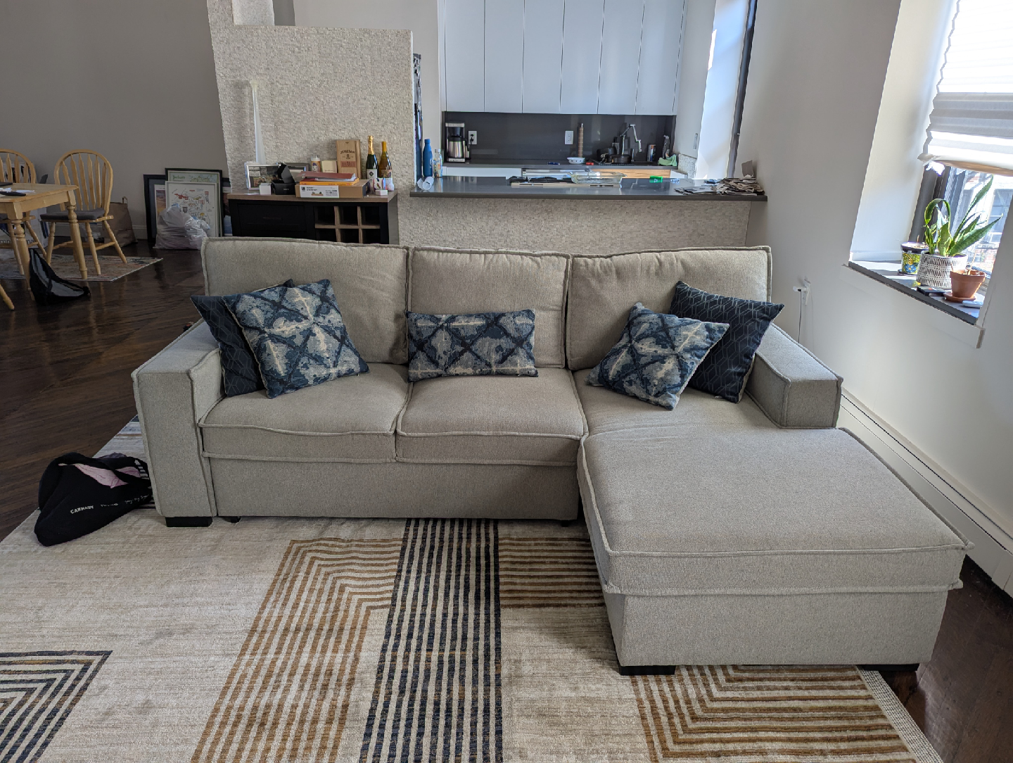 Light Gray Sectional Sofa with Storage and Trundle
