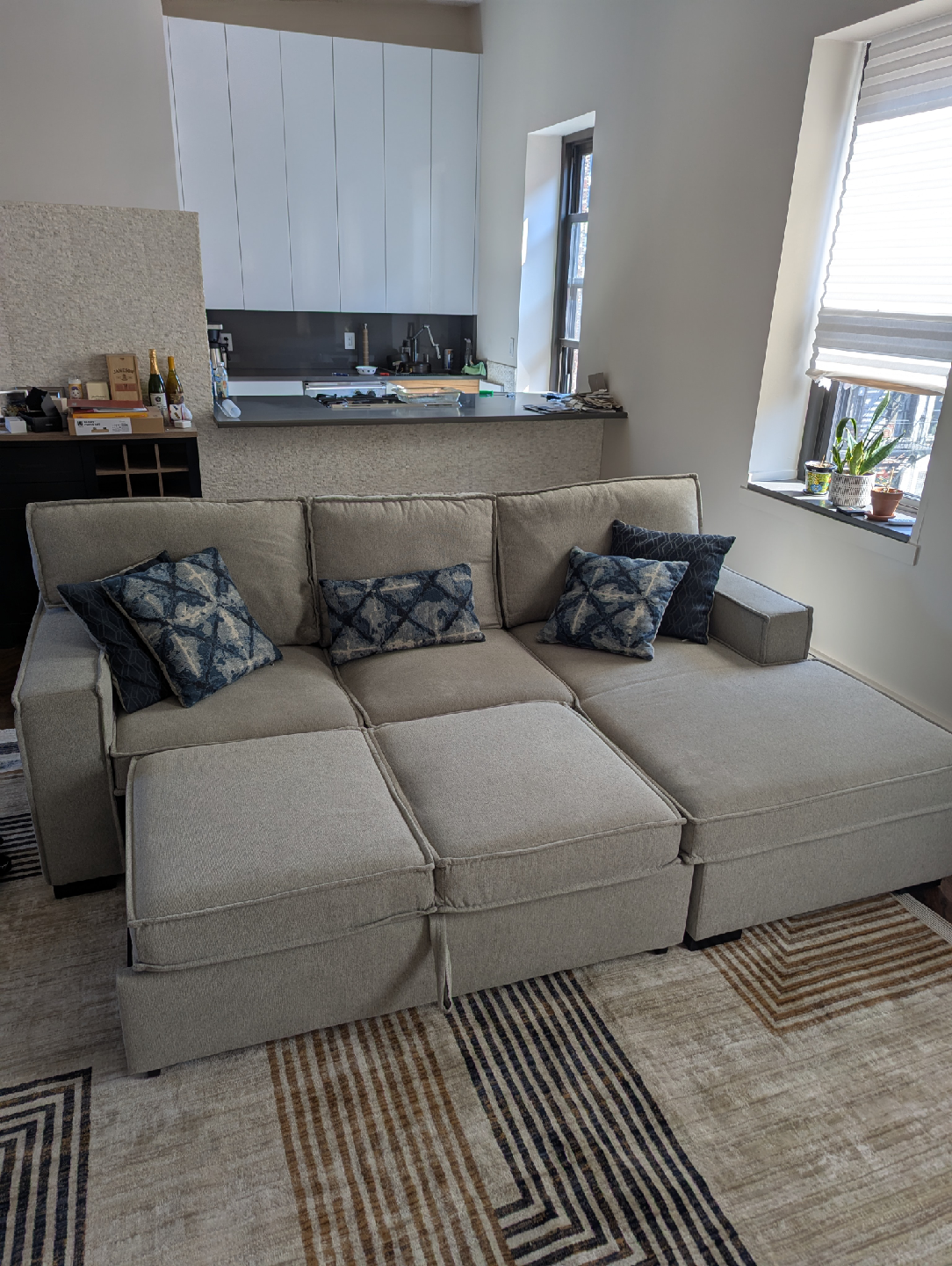 Light Gray Sectional Sofa with Storage and Trundle - photo 5