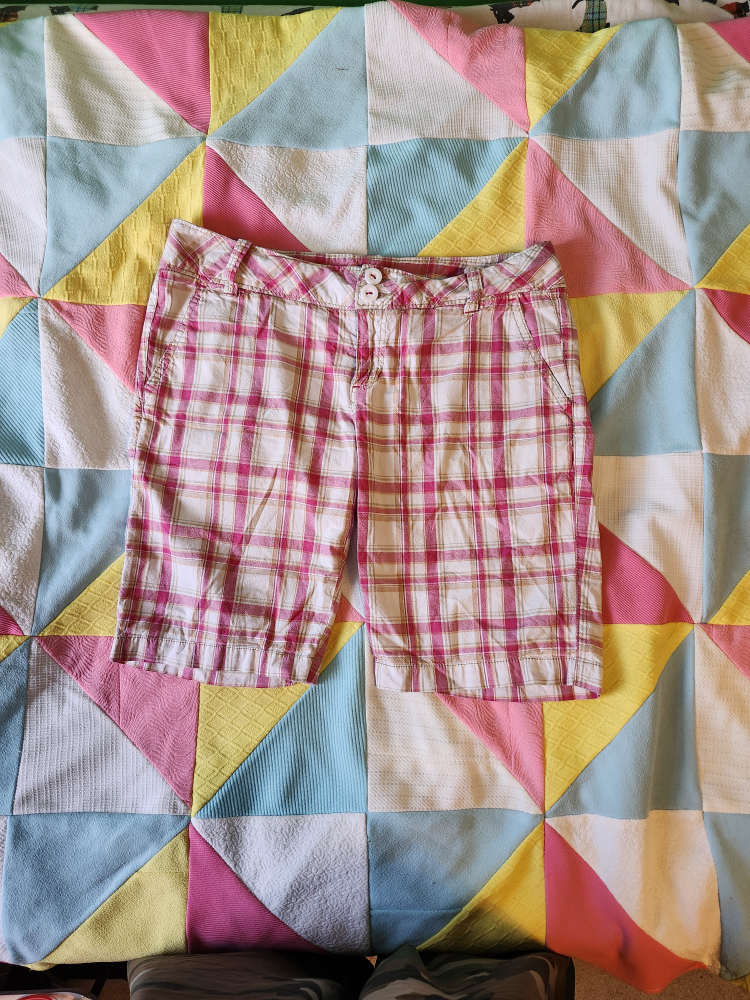 Aeropostale pink and white plaid board shorts