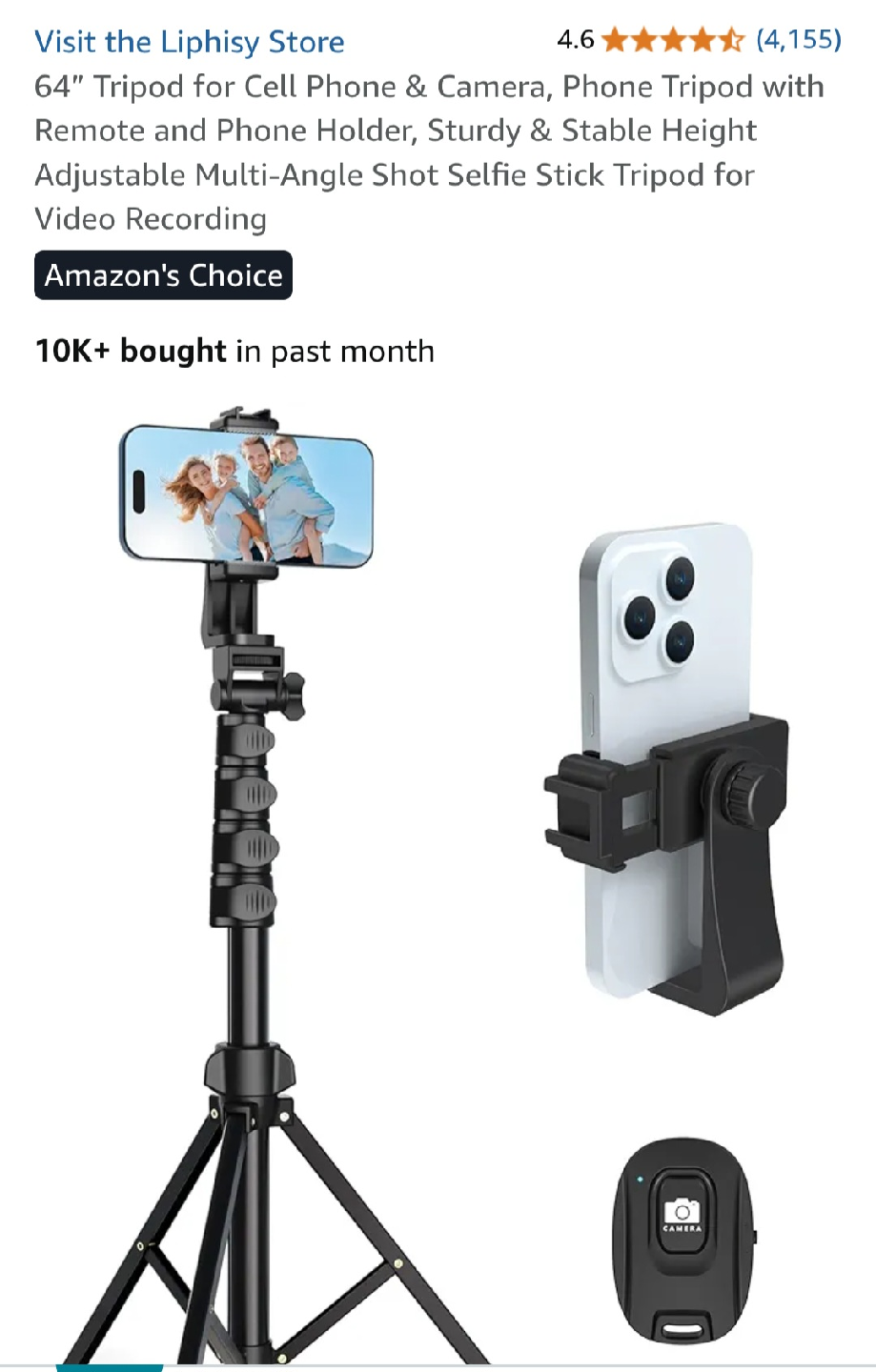 Liphsy 64" Tripod for Cell Phone & Camera - photo 2