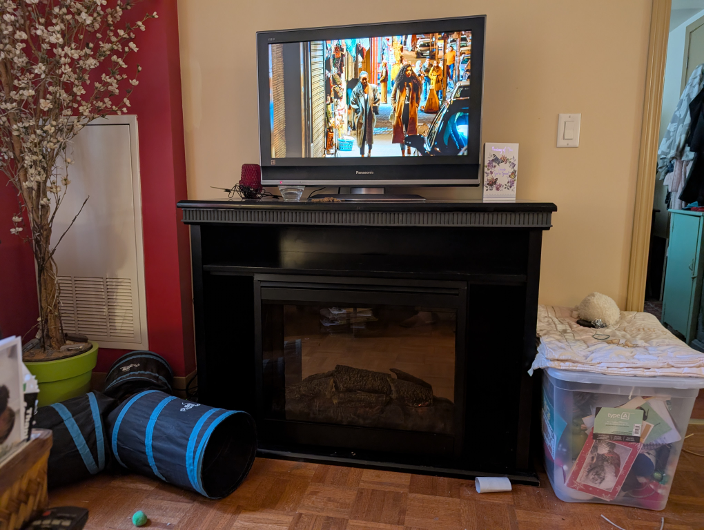 Electric Fireplace with Mantel - Black