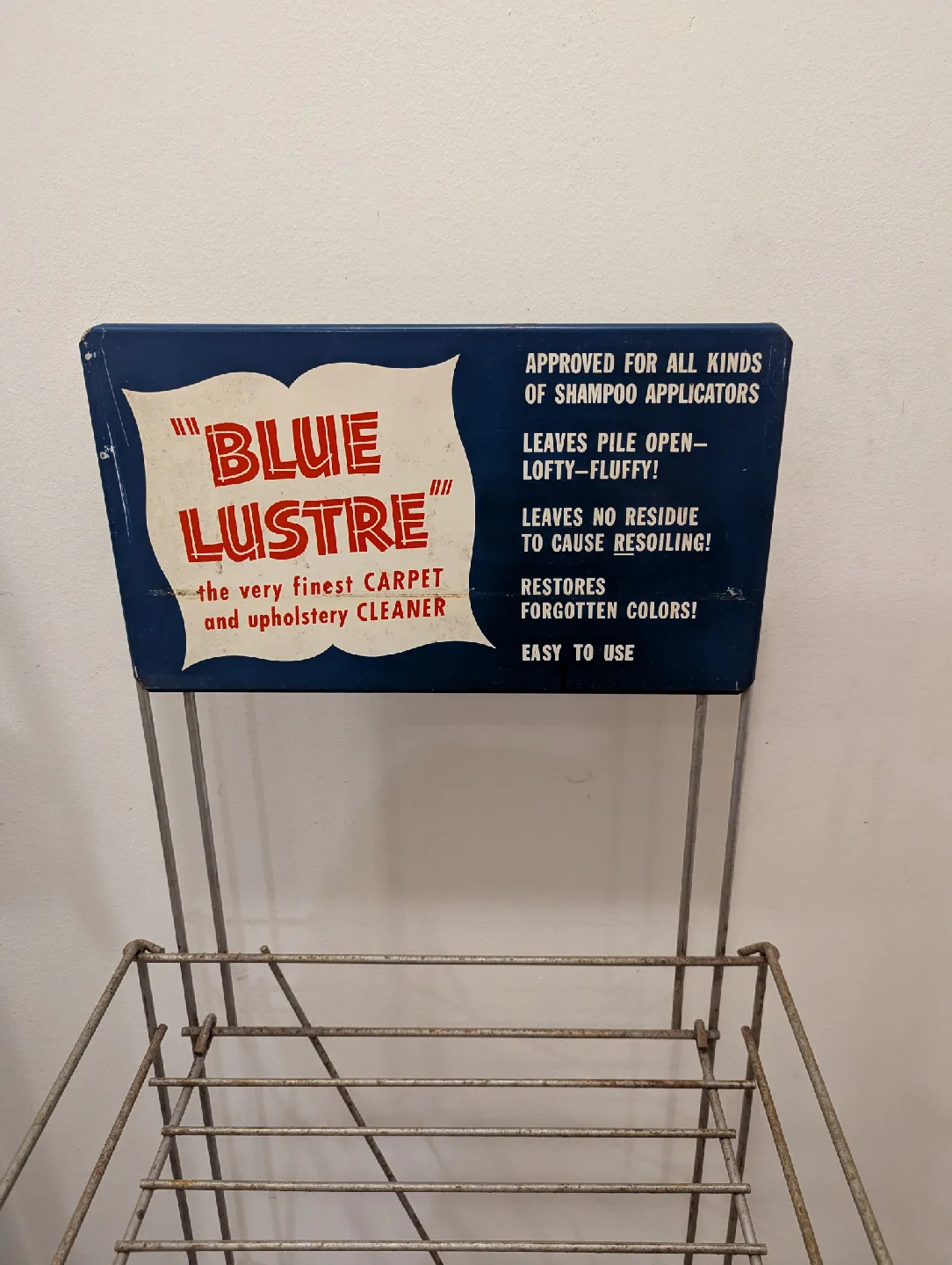 Vintage Blue Lustre Foldable Carpet Cleaner Display Rack thumbnail