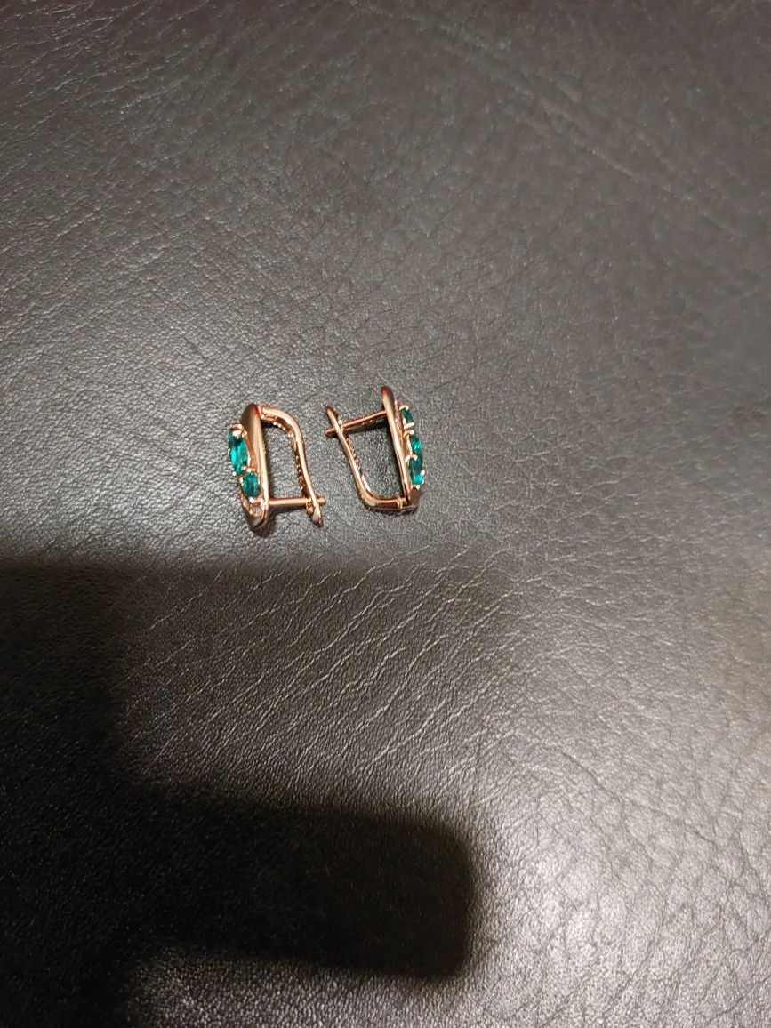 14k Rose Gold Earrings with Green Stones thumbnail