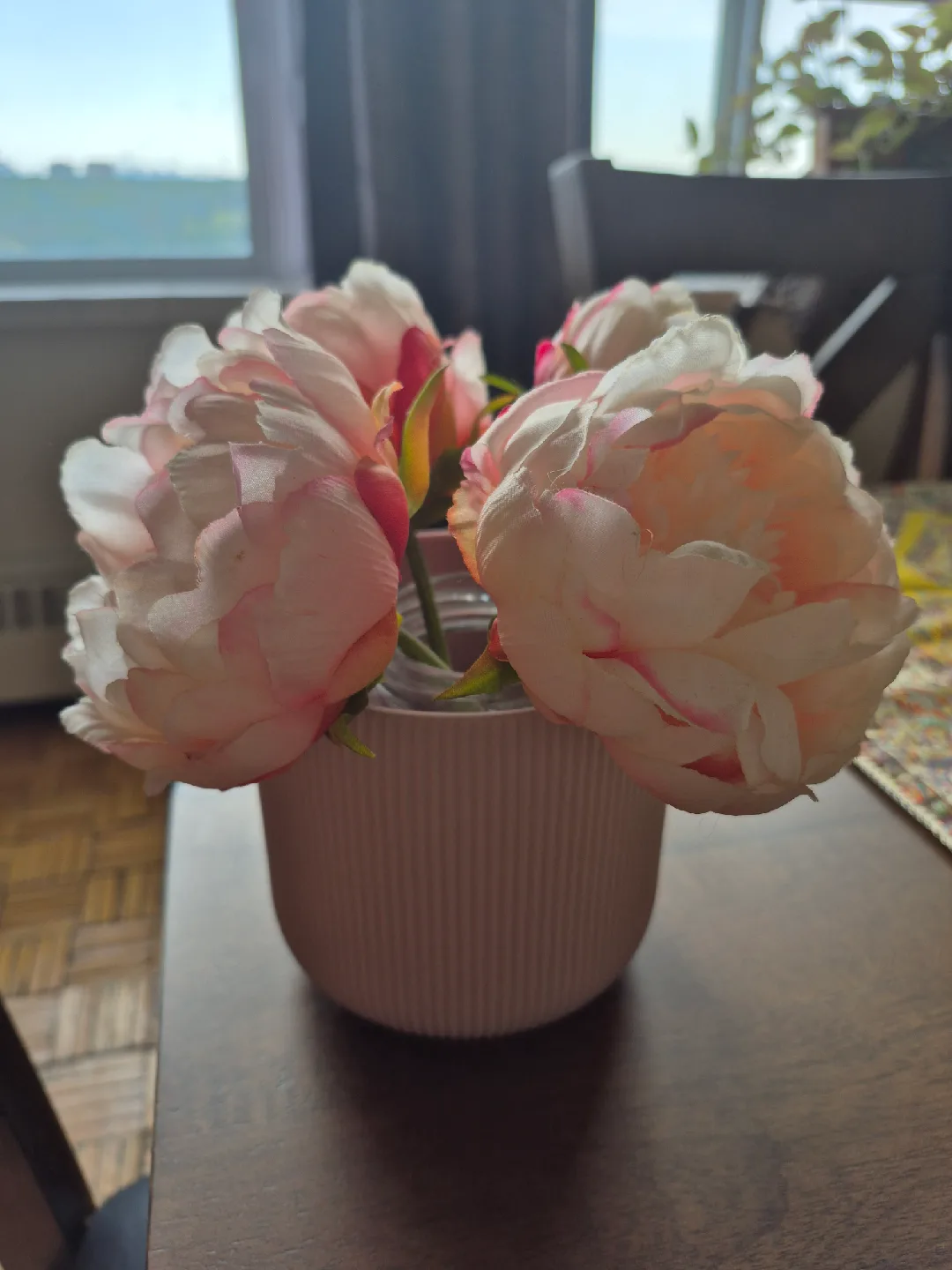 Pink Faux Peonies in Vase image indicator(2)