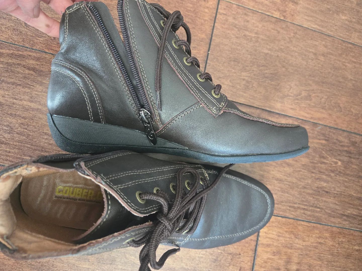 Couber.G Brown Leather Ankle Boots - Size 8 thumbnail