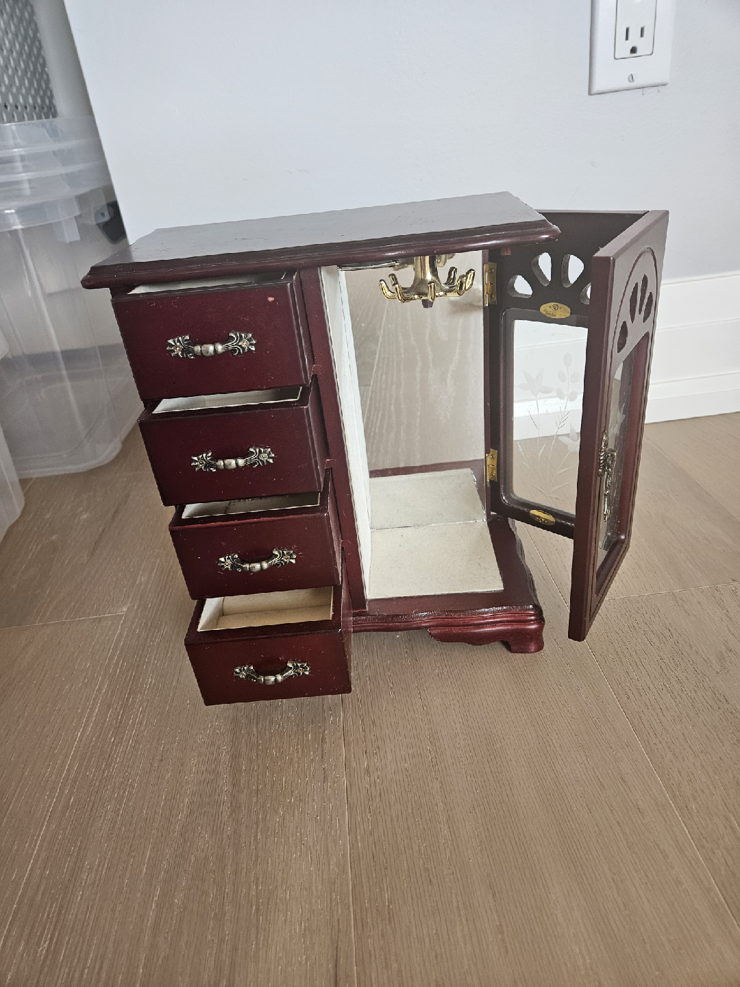 Burgundy Jewellery Box with Drawers - photo 3