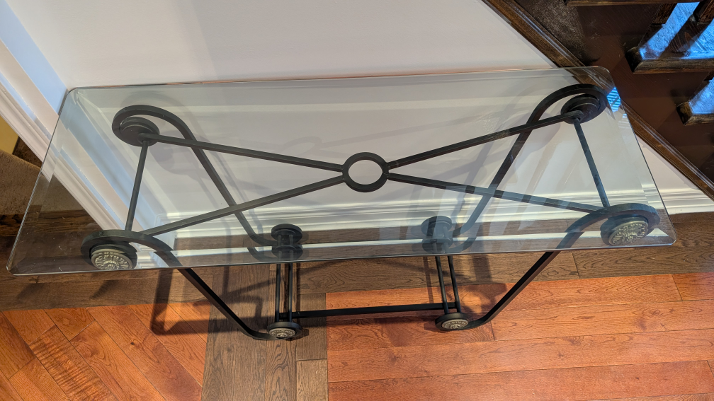 Glass Top Console Table - Black Metal Frame - photo 3