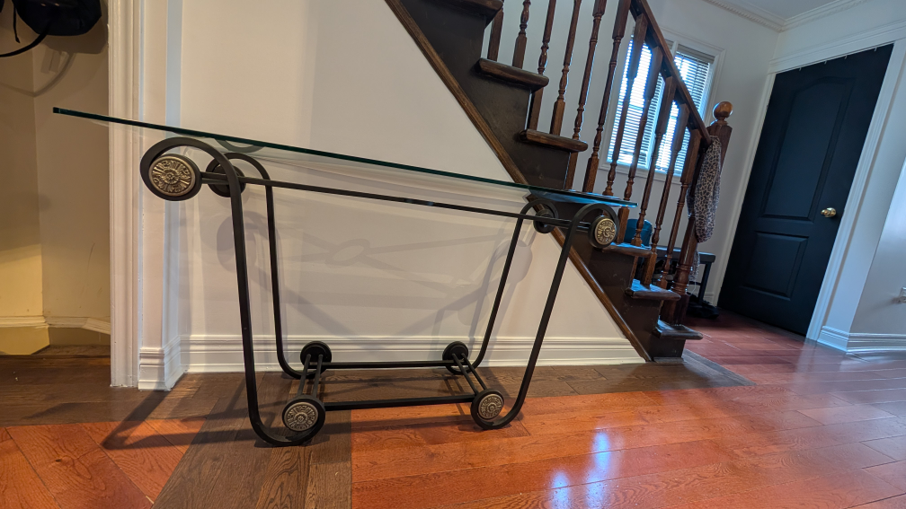 Glass Top Console Table - Black Metal Frame - photo 4