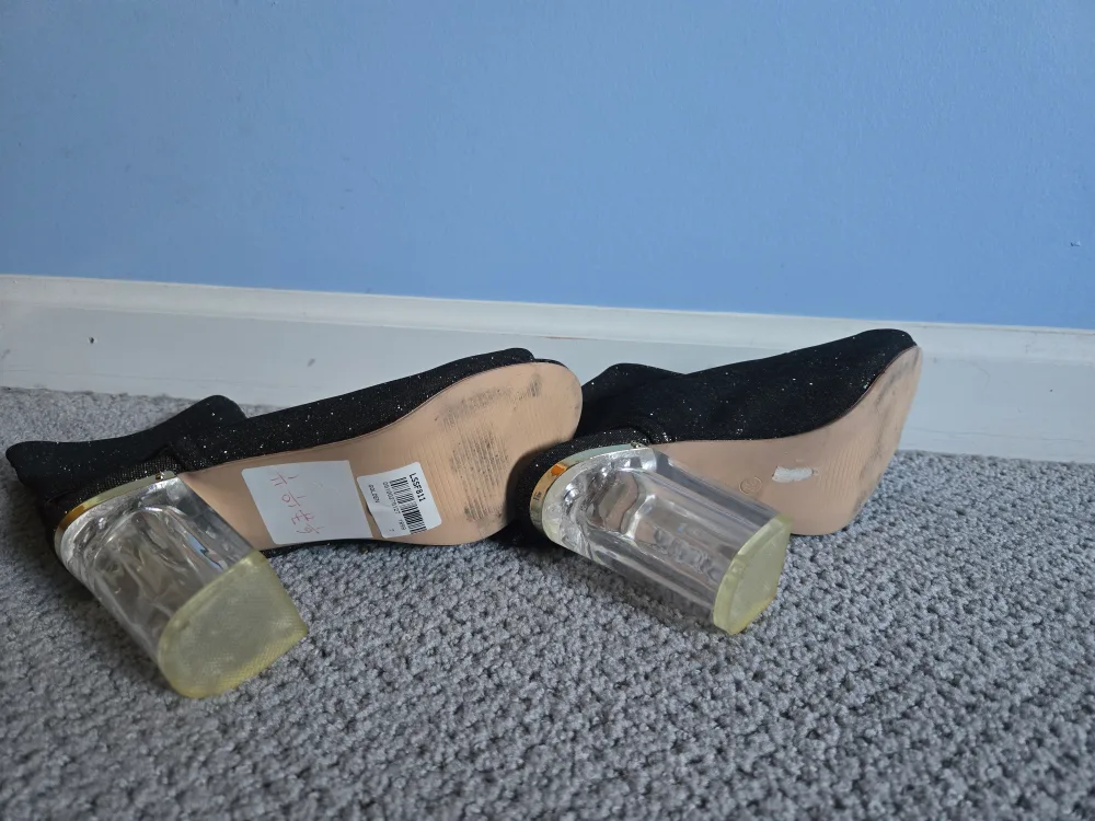 Black Glitter Peep Toe Booties - Size 7 image indicator(3)