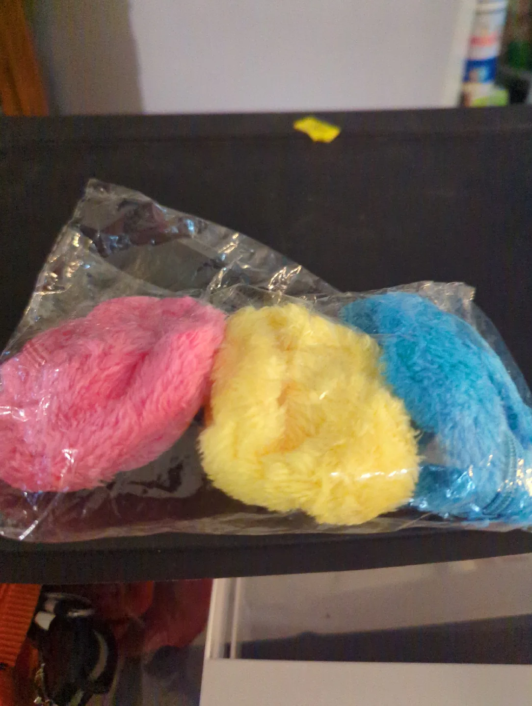 Pink, Yellow, and Blue Fluffy Pouches thumbnail
