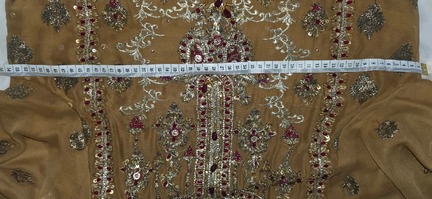 Embroidered Pakistani Dress - Gold & Maroon image indicator(10)