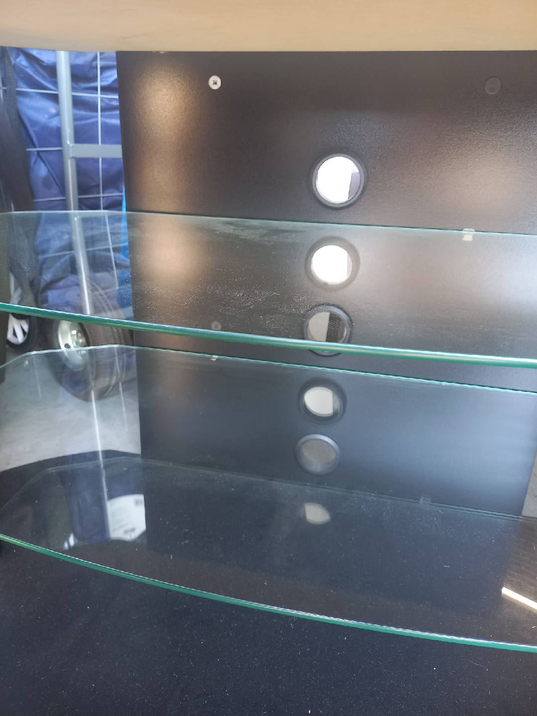 Black TV Stand with Glass Shelves - photo 4