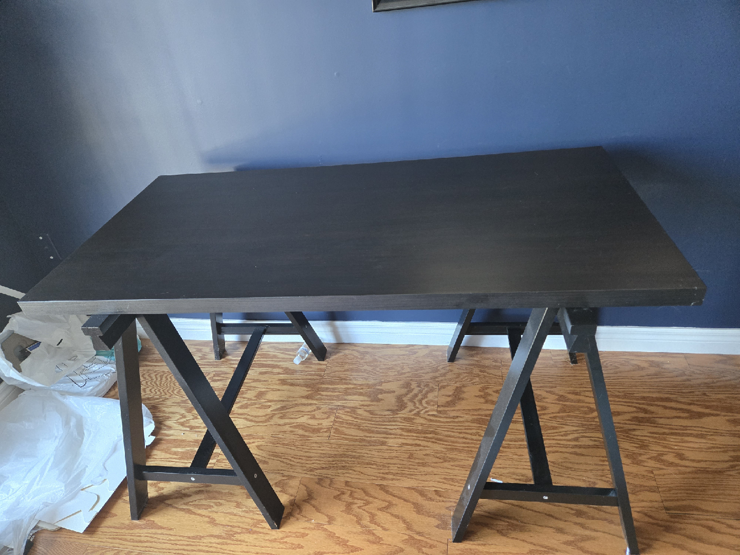 Black trestle desk