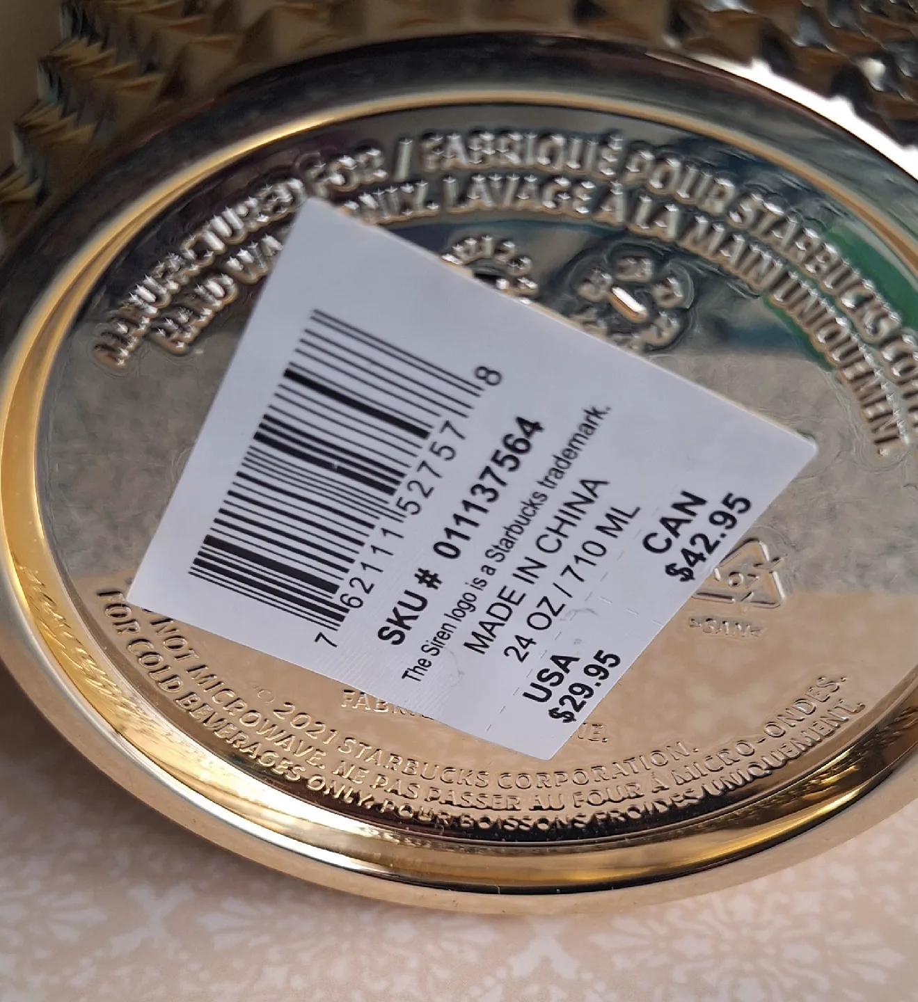 Never Used Starbucks Gold  Tumbler & Ornament Keychain image indicator(3)