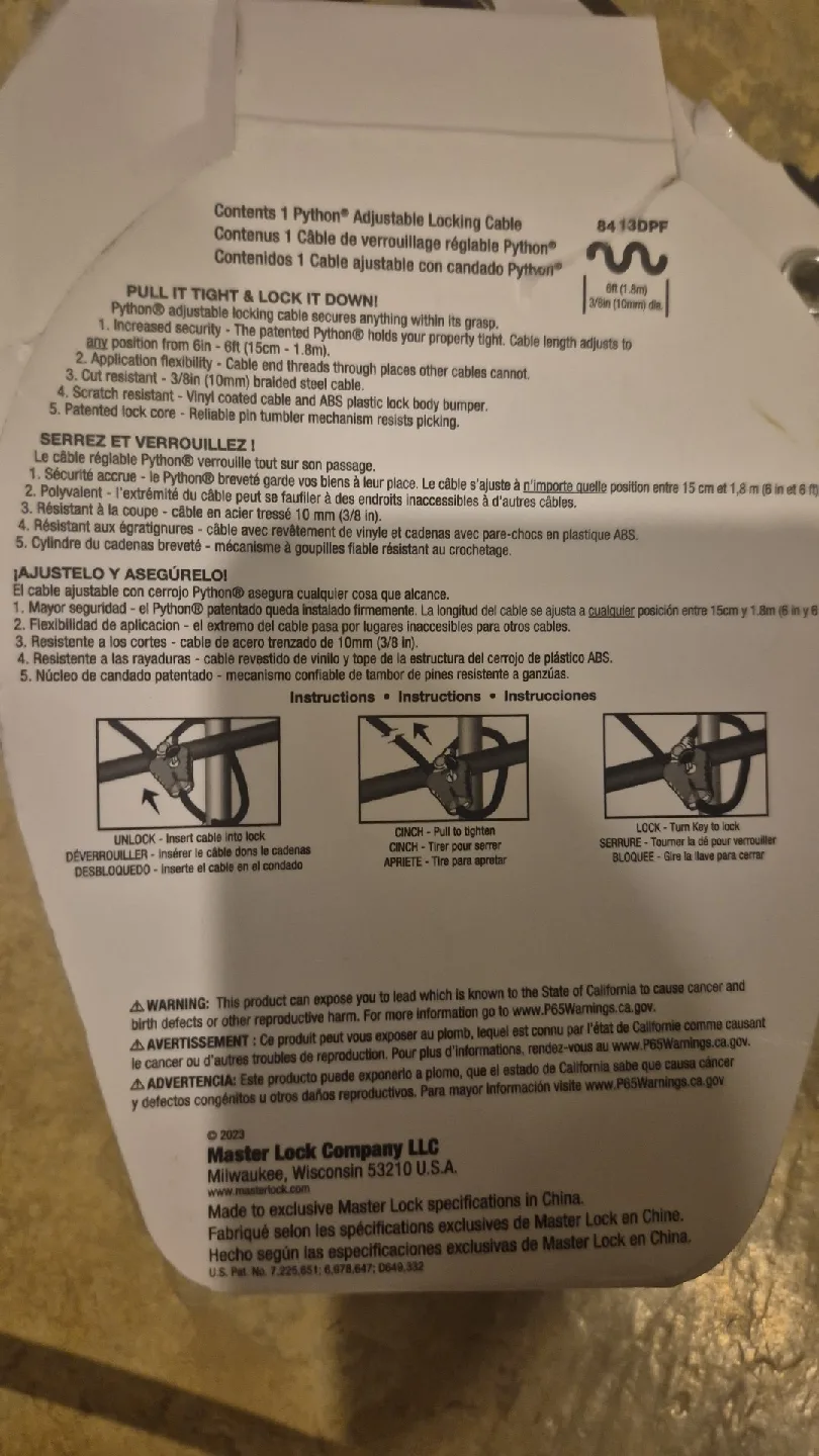 Master Lock Python Adjustable Locking Cable 6ft image indicator(3)