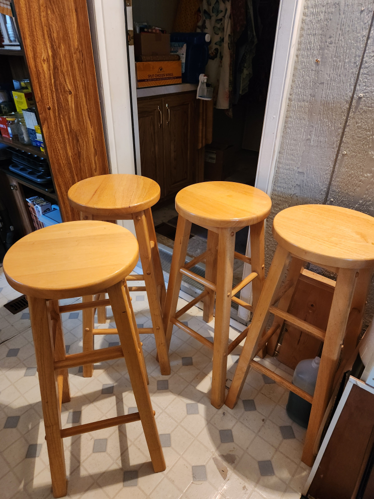 Set of 4 Wooden Bar Stools