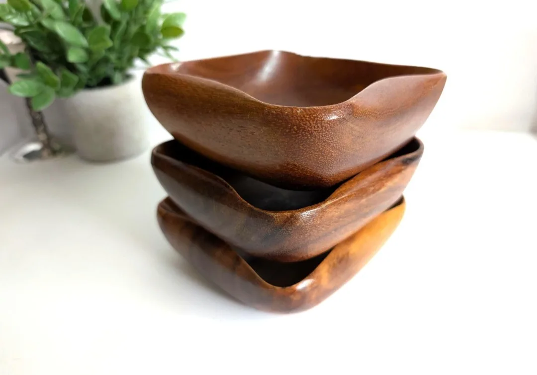 Wooden Salad Bowl Trio ~ Retro Kitchenware image indicator(9)