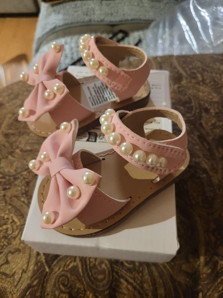 Pink Baby Sandals with Bows - New thumbnail