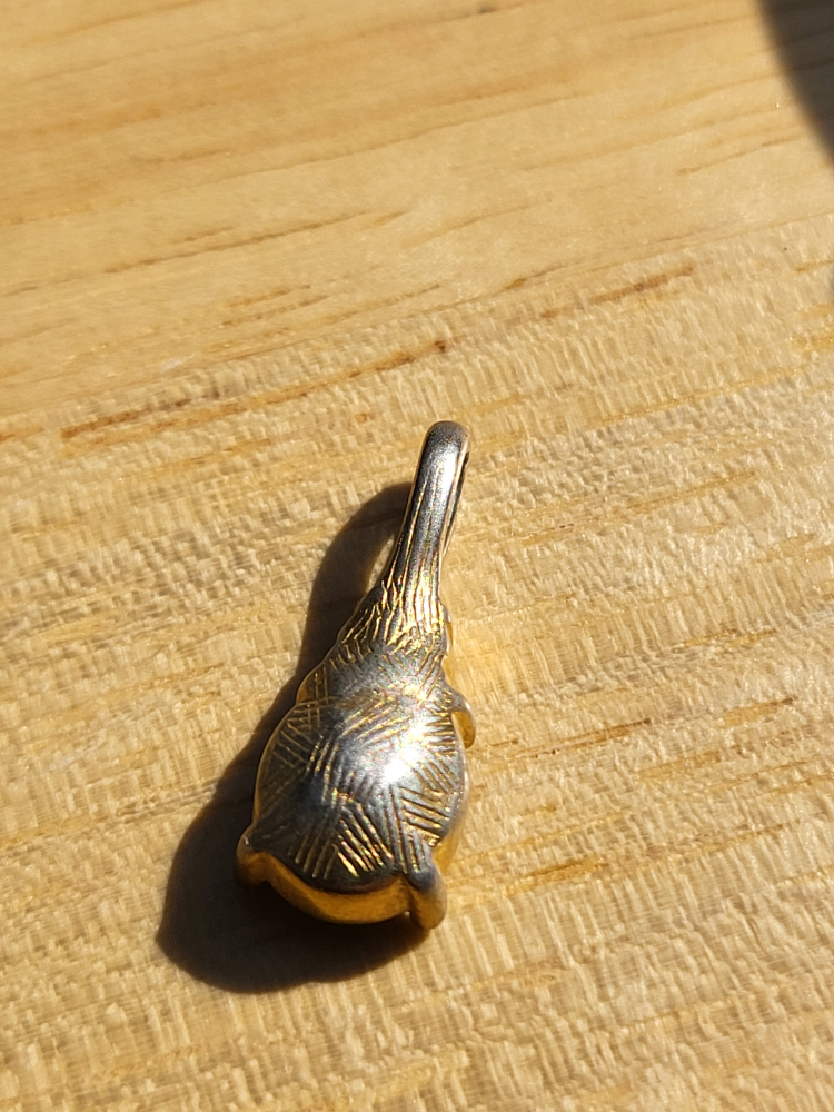 Vintage Gold Tone Blue Stone Pendant - photo 3