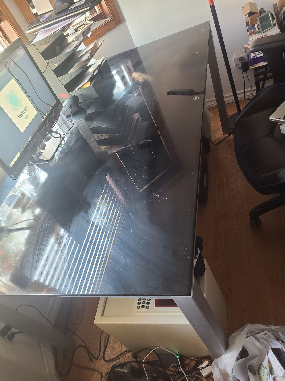 Large Black Glass Top Dining Table