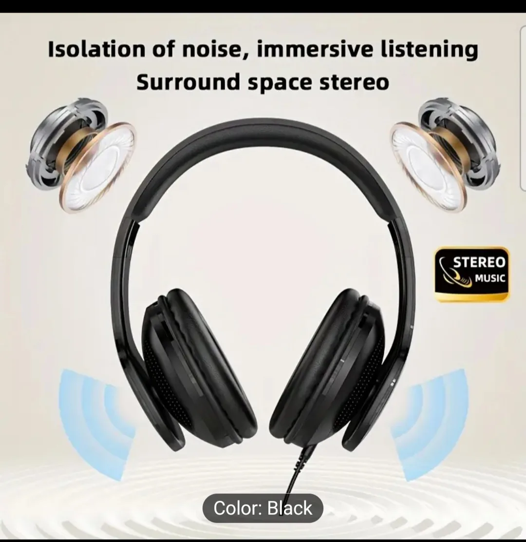 🎧Black Stereo Headphones - Immersive Listening image indicator(5)