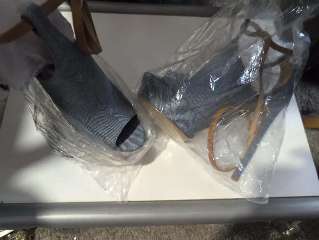 New Denim Heels with Ankle Strap thumbnail